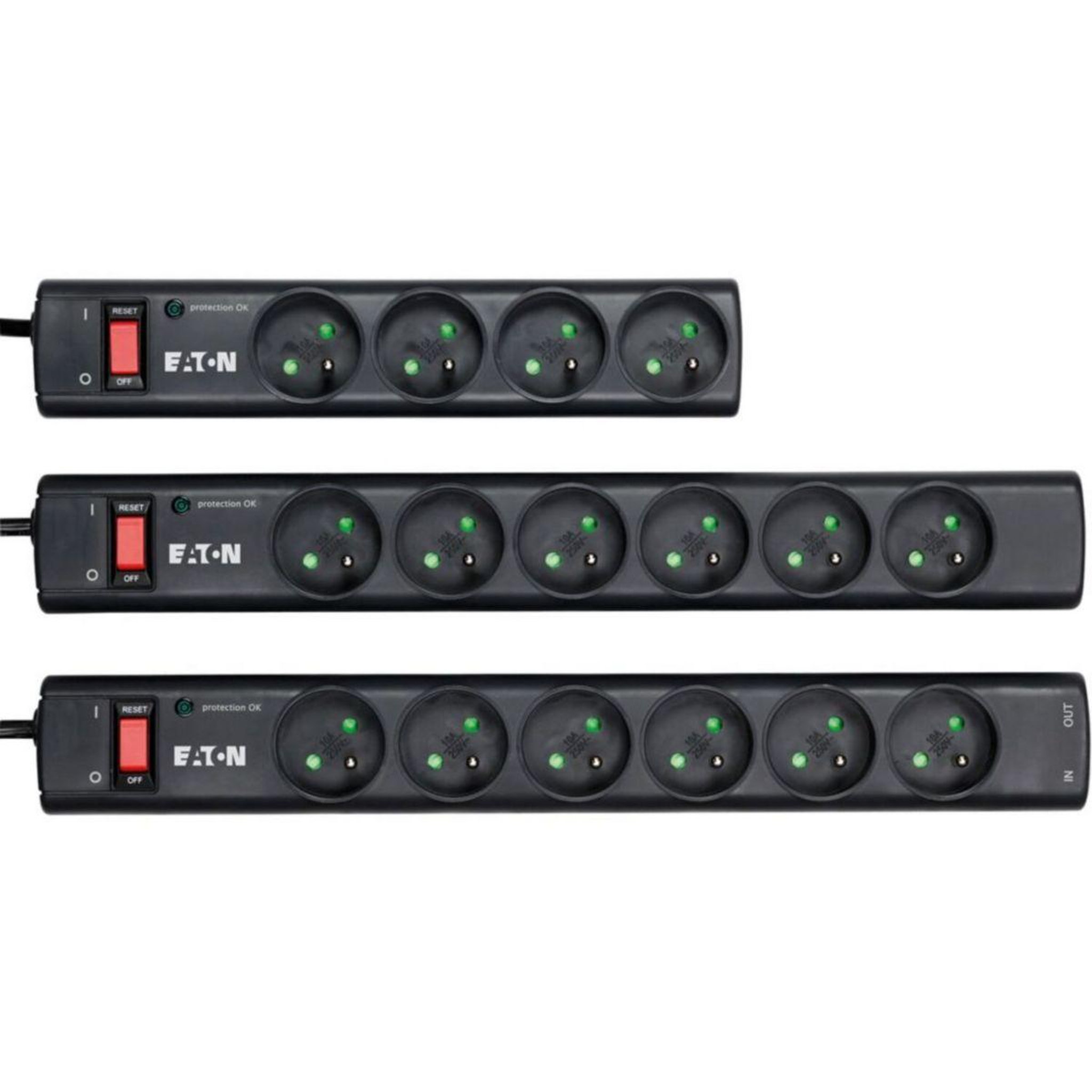 Voir la diapositive 4 : Eaton Multiprise parafoudre protection strip 4 prises