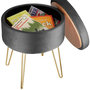Voir la diapositive 5 : tectake Tabouret avec coffre de rangement aspect velours transformable AVA