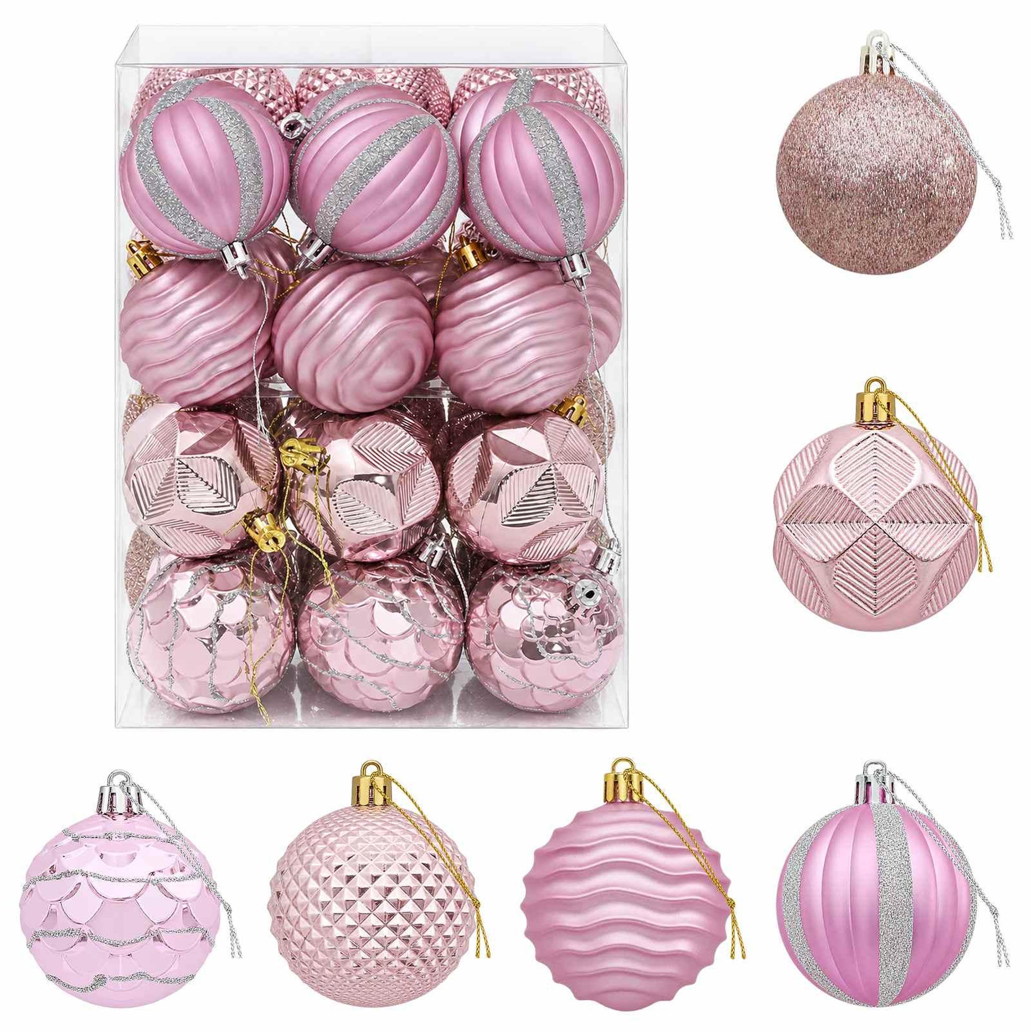 VIDAXL Ensemble de boules de Noël 36 pc Rose Diam. 6 cm Polystyrene