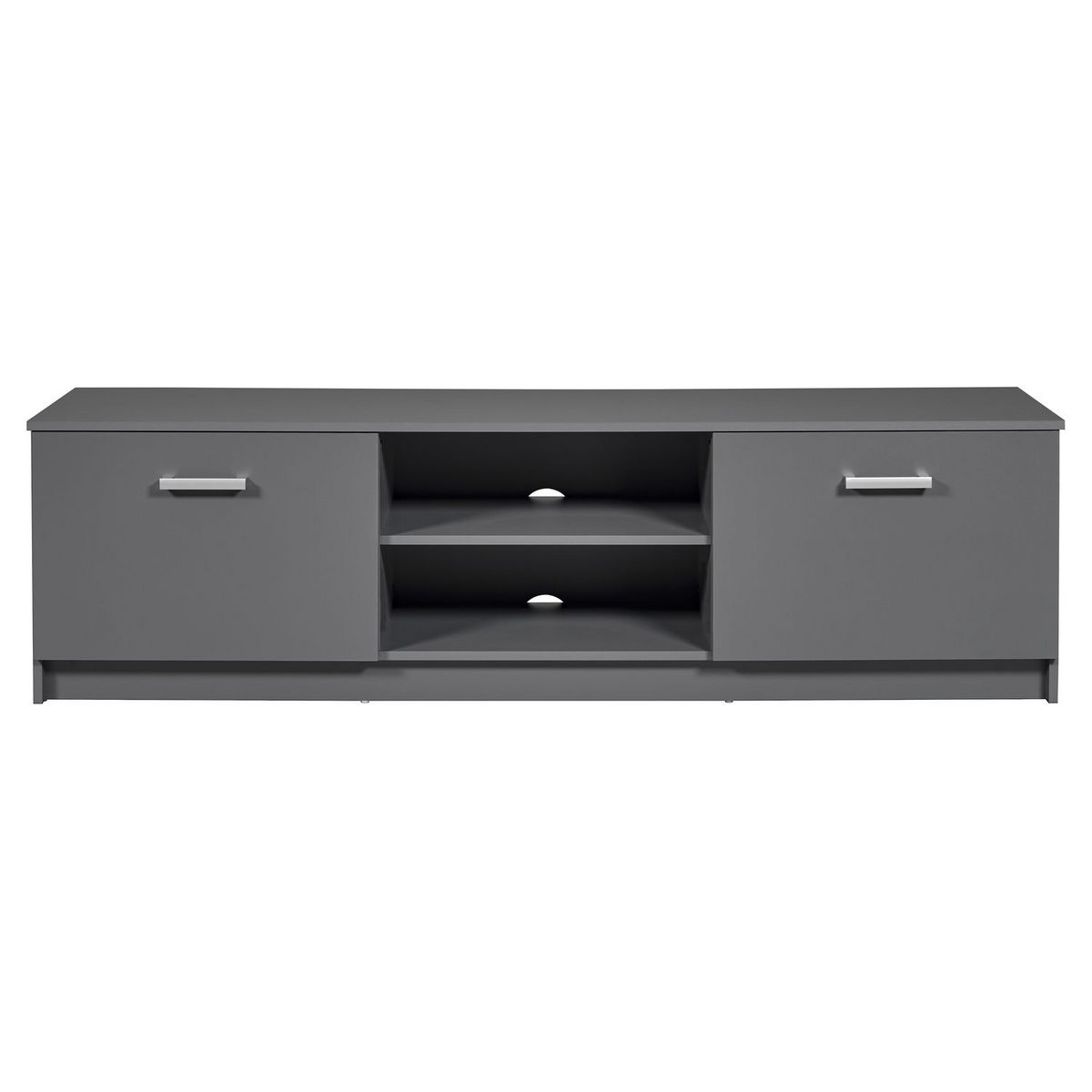 Meuble TV 2 portes 2 niches de rangement L180 cm ZIO