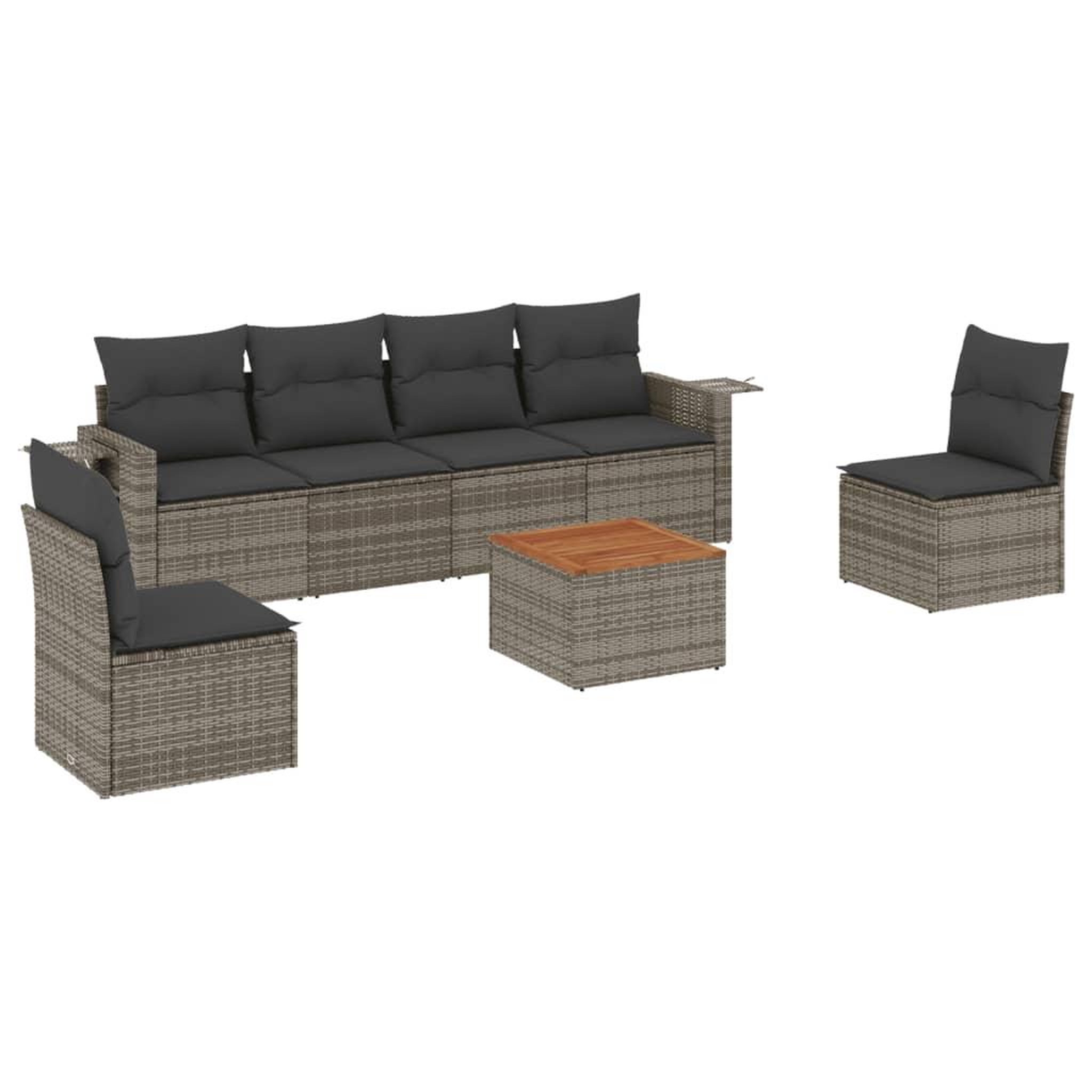Voir la diapositive 2 : VIDAXL Salon de jardin avec coussins 7 pcs gris resine tressee