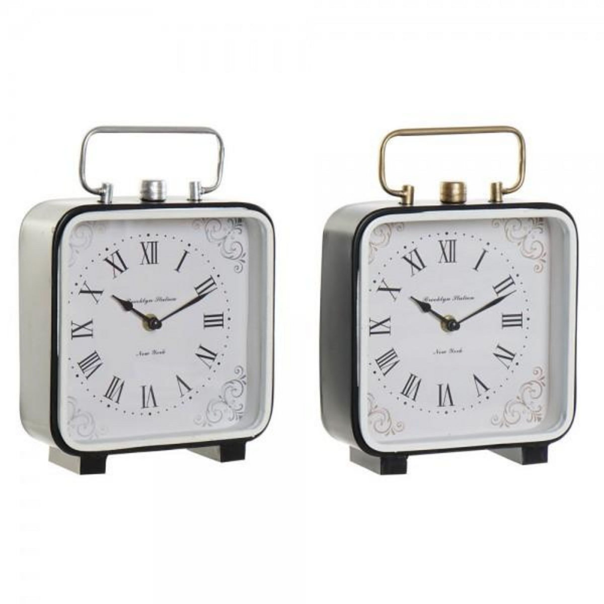 AAAAA Horloge de table DKD Home Decor 19 x 7 x 27 cm Verre Noir Bleu Blanc Fer (2 Unités)