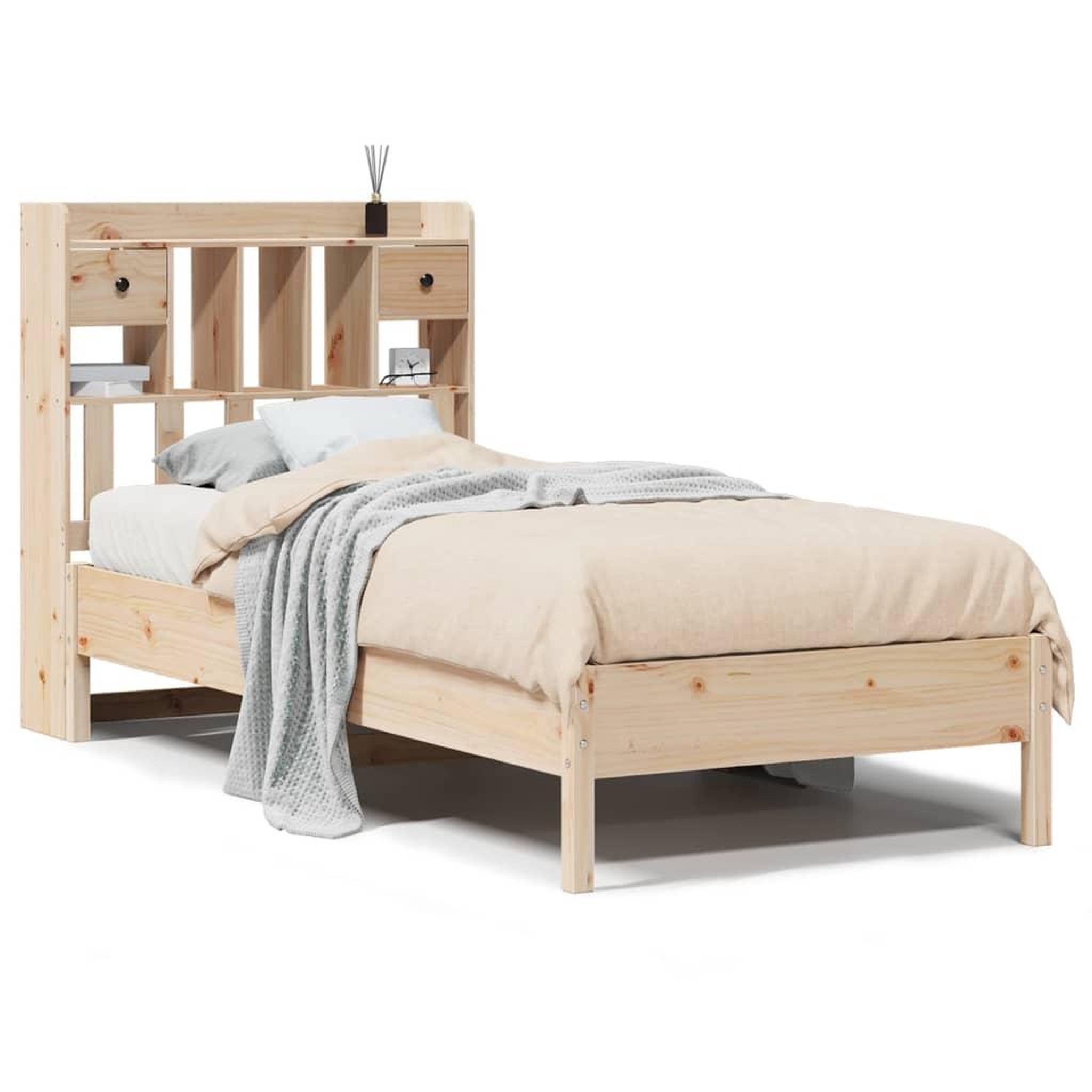 Voir la diapositive 2 : VIDAXL Lit bibliotheque sans matelas 75x190 cm bois de pin massif