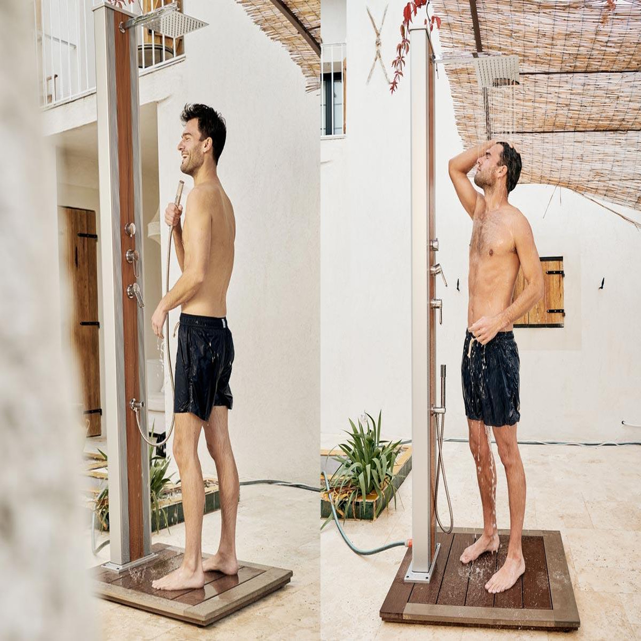 Voir la diapositive 4 : Formidra Douche solaire 40 L Dada Straight Inox habillage effet bois - Formidra