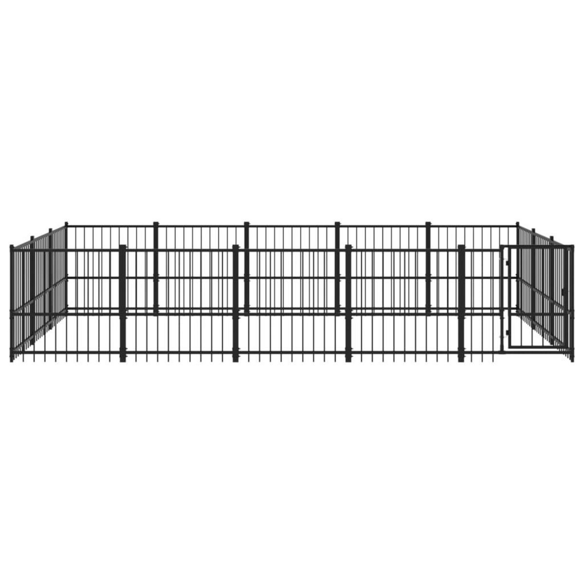 VIDAXL Chenil d'exterieur pour chiens Acier 14,11 m²