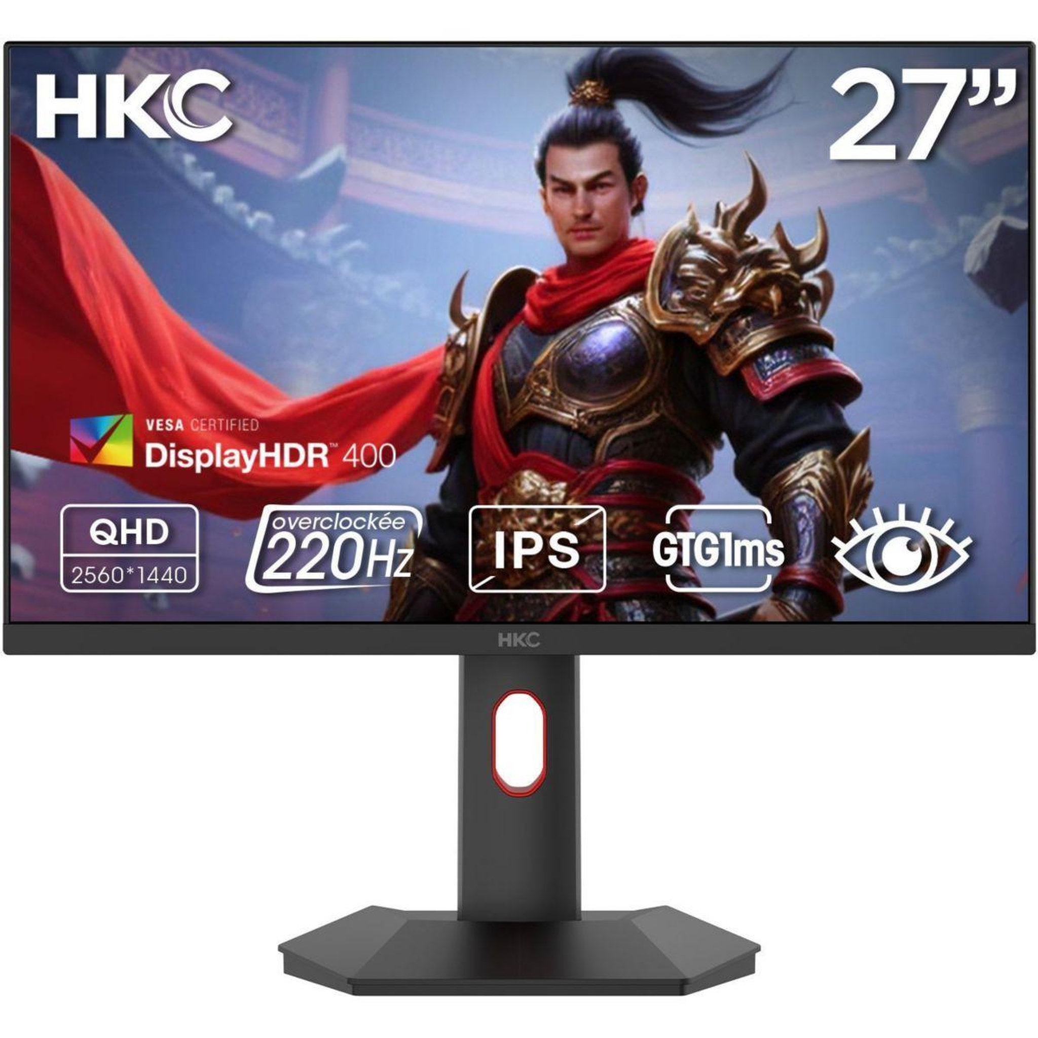 HKC Ecran pc gamer 27  qhd 200 hz fast ips hdr400 pied ergonomique - g27h2p