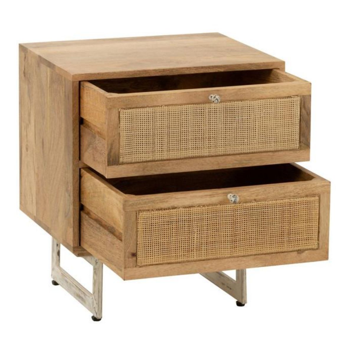 Paris Prix Table de Chevet en Bois  Weaving  55cm Naturel