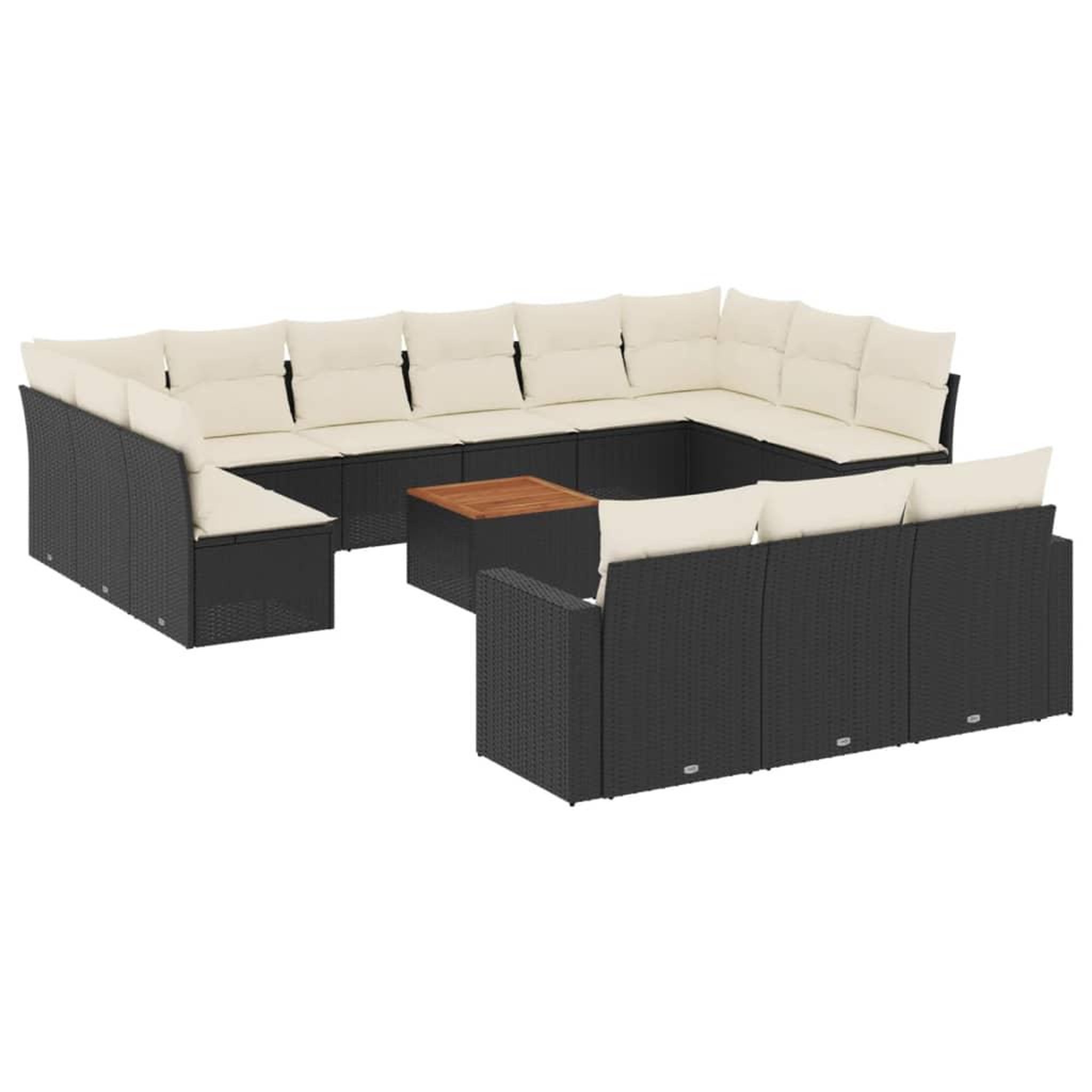 Voir la diapositive 2 : VIDAXL Salon de jardin avec coussins 14 pcs noir resine tressee