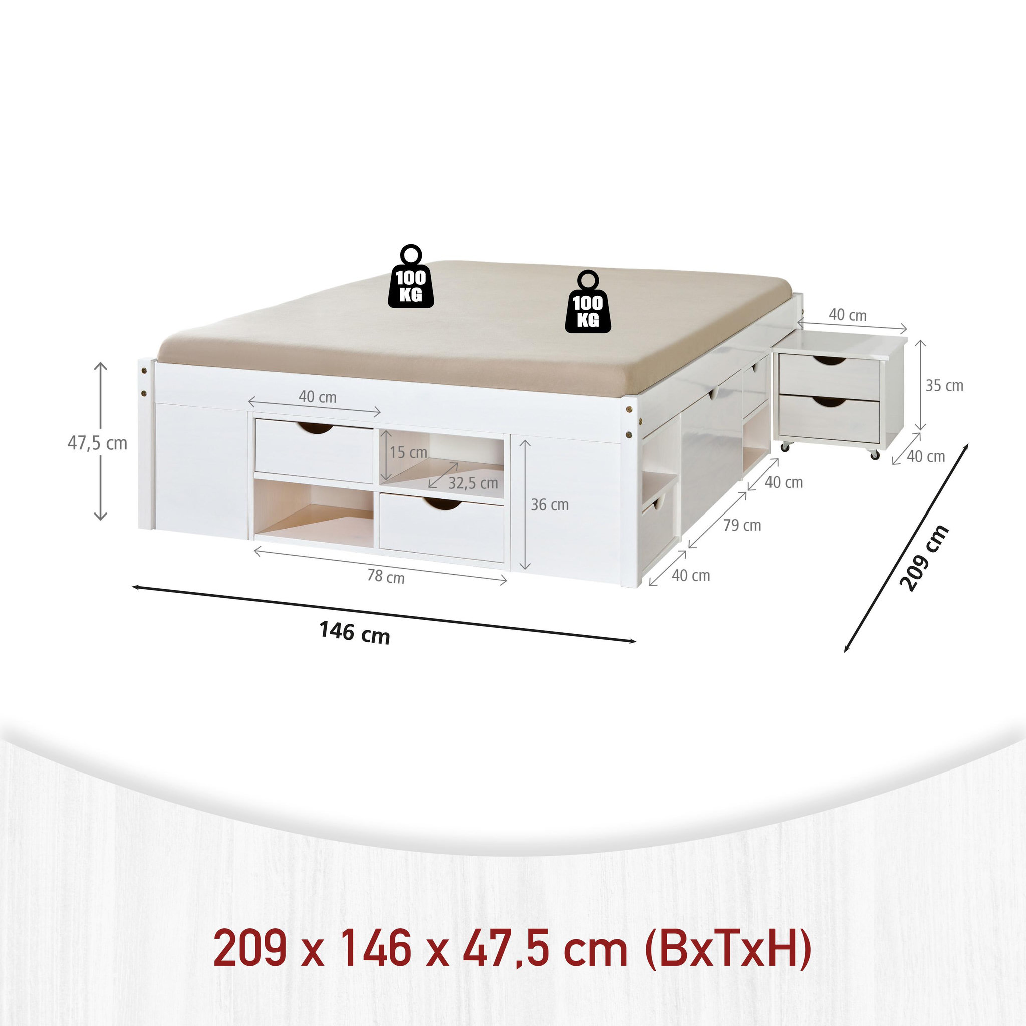 Voir la diapositive 6 : INTERLINK Lit fonctionnel CLAAS 140x200