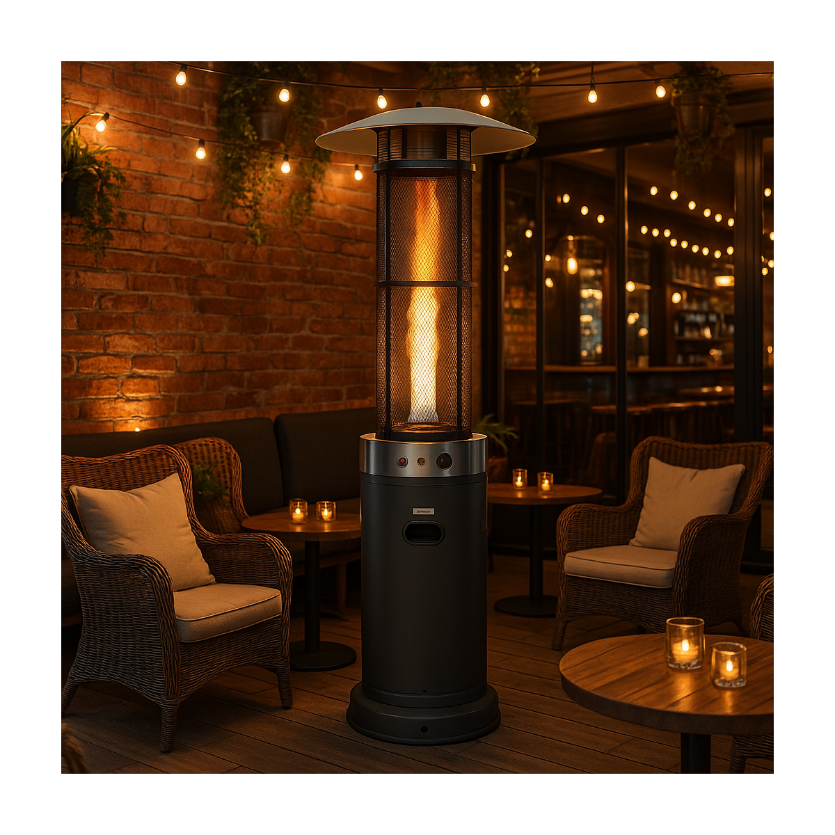 Kemper Parasol Chauffant Gaz 11KW Flamme vive 360° Allumage Piezo, Chauffage Extérieur de terrasse KEMPER