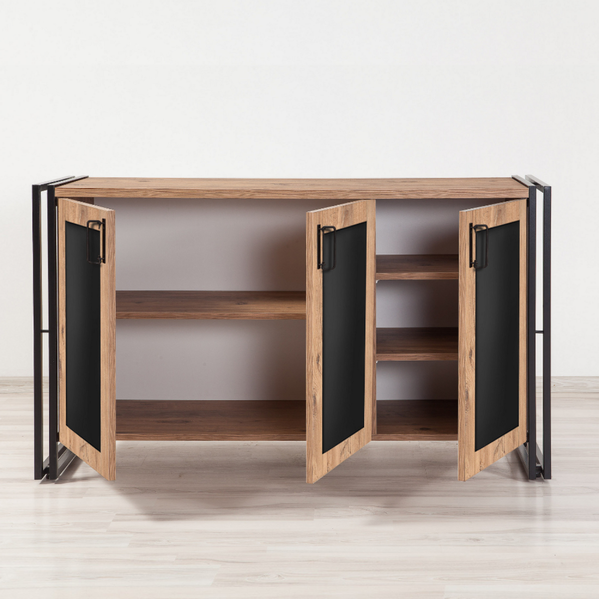 CONCEPT USINE Buffet industriel avec étagères et portes FREDA