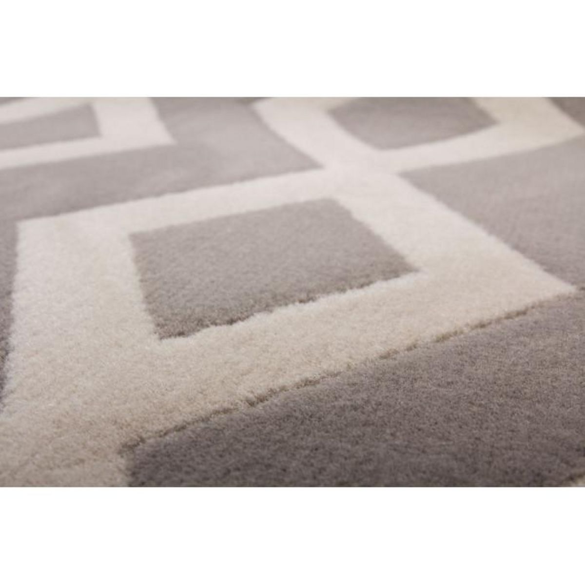 Paris Prix Tapis Géométrique à Poils Courts  Lina  Taupe & Ivoire