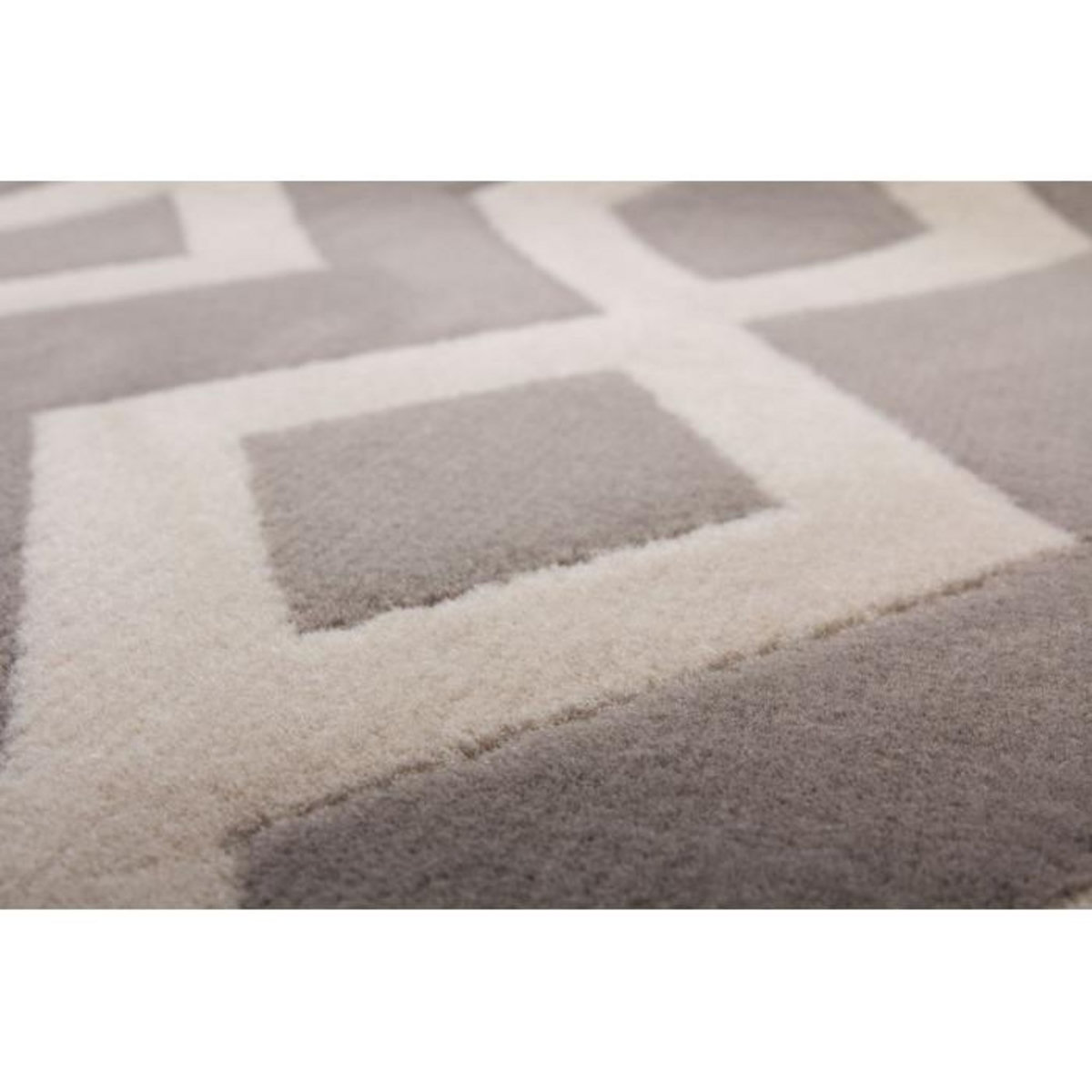 Paris Prix Tapis Géométrique à Poils Courts  Lina  Taupe & Ivoire