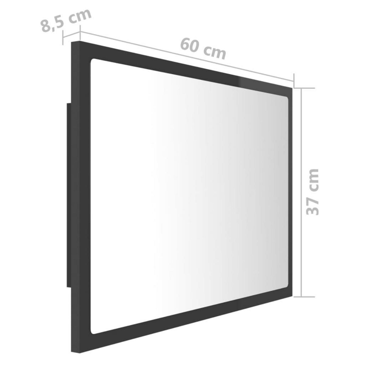 VIDAXL Miroir LED de salle de bain Gris brillant 60x8,5x37cm Acrylique