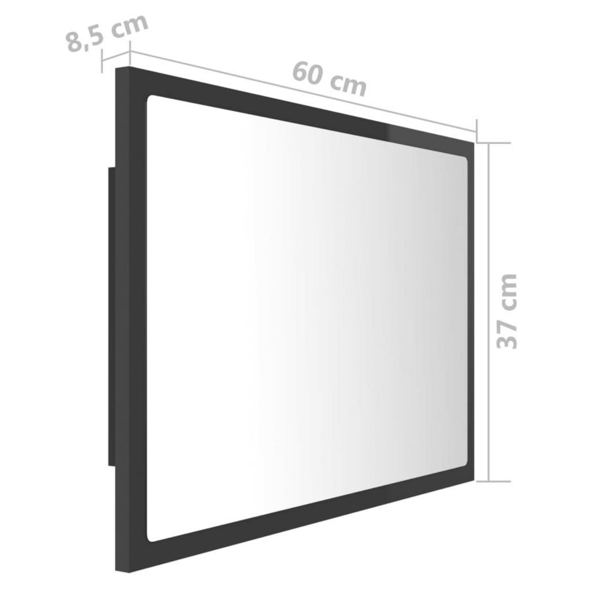 VIDAXL Miroir LED de salle de bain Gris brillant 60x8,5x37cm Acrylique