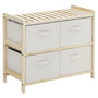 Voir la diapositive 1 : HOMCOM Commode 4 tiroirs tissu polyester beige dim. 59L x 28l x 50H cm bois sapin