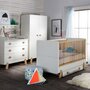 PINIO Chambre complète lit bébé 60x120 - commode à langer - armoire 2 portes Iga - Blanc et bois