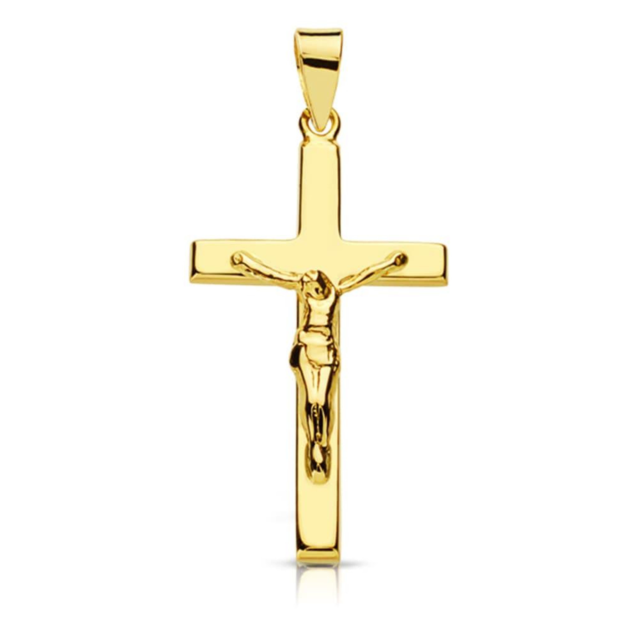 L'ATELIER D'AZUR Pendentif  - Médaille Christ sur la Croix Or 18 Carats 750 Jaune - Chaines Offertes