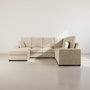 Voir la diapositive 3 : BEST MOBILIER Lorie - canapé panoramique d'angle droit 7 places convertible en velours côtelé grosse côte avec coffre