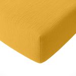 BATON ROUGE Drap housse 1000% gaze de coton. Coloris disponibles : Jaune, Gris, Rose