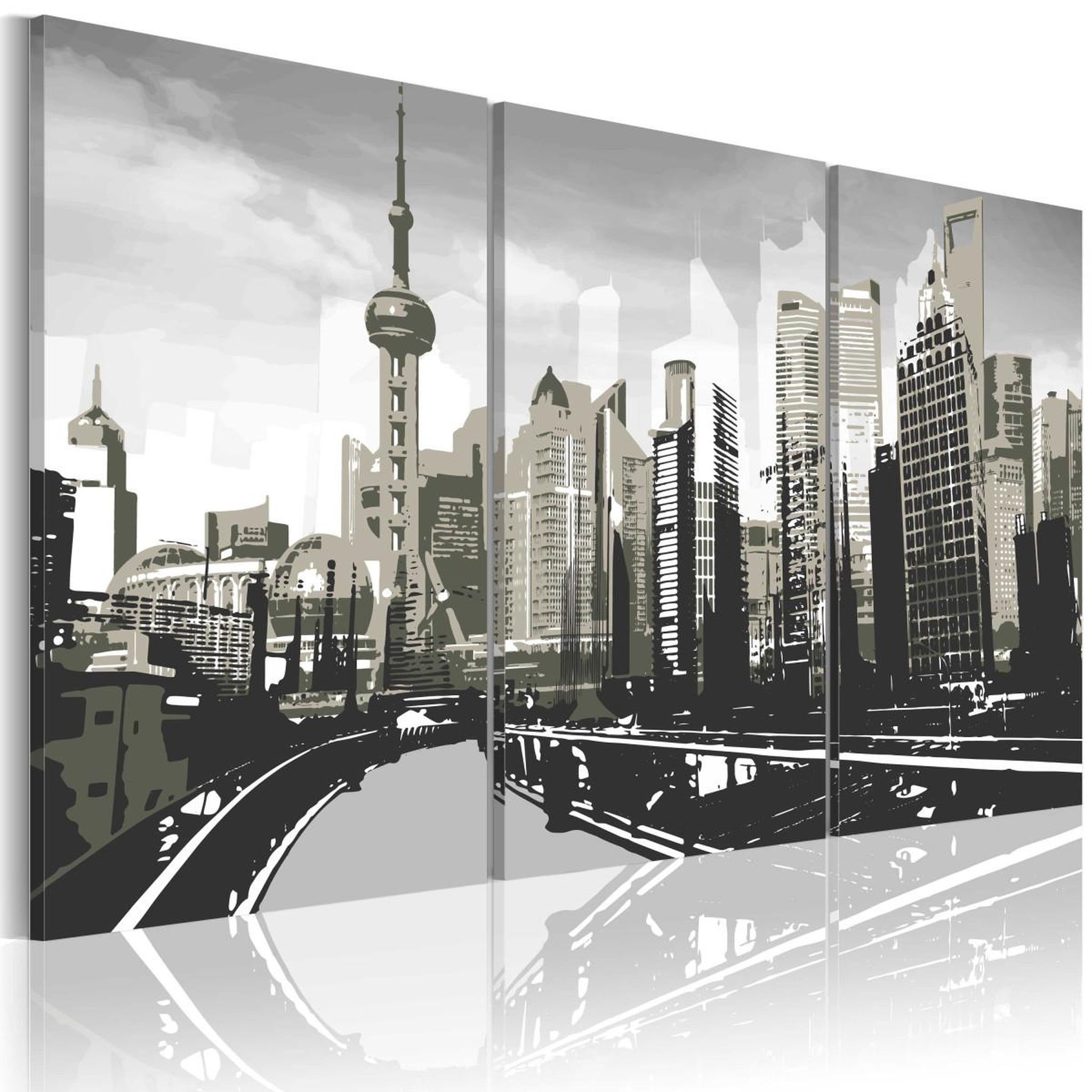 Paris Prix Tableau imprimé  shanghai gris. Coloris disponibles : Multicolore