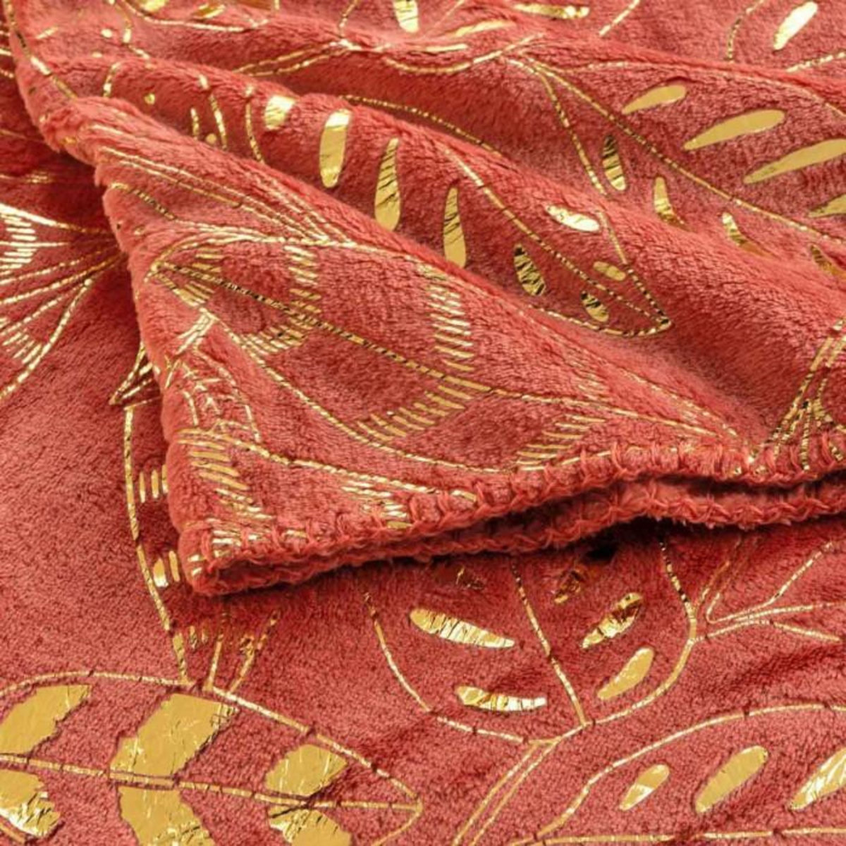 Paris Prix Plaid Flanelle Imprimé  Belflor  125x150cm Terracotta