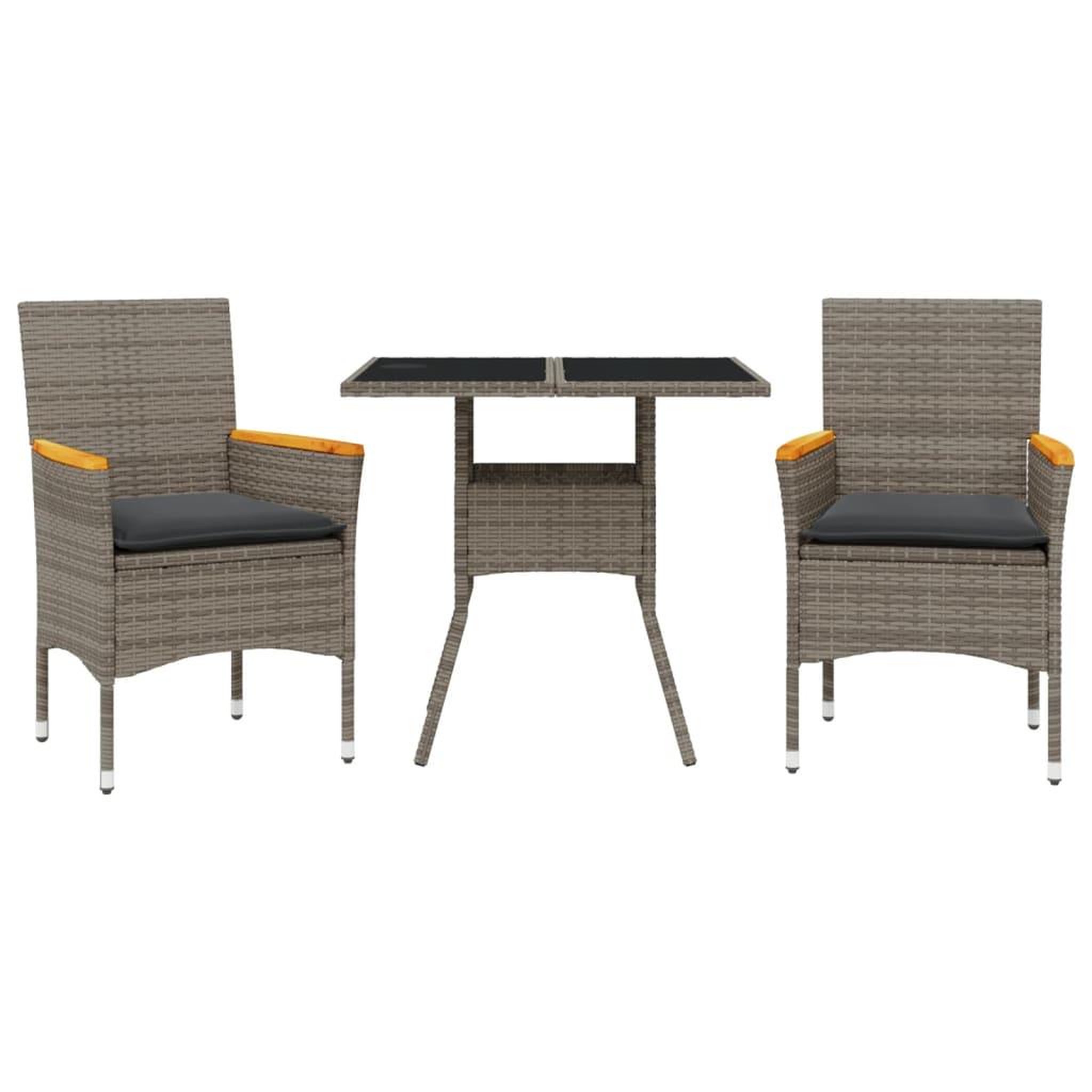 Voir la diapositive 2 : VIDAXL Ensemble a manger de jardin et coussins 3 pcs gris rotin verre