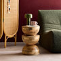 Voir la diapositive 2 : SWEEEK Table d'appoint. bout de canapé. table de chevet. tabouret en bois de manguier. Naturel. Sita. Ø30 x H 45cm