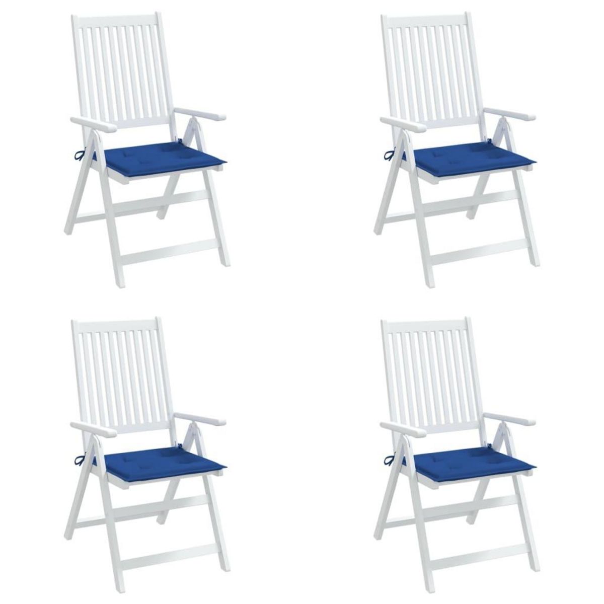 VIDAXL Coussins de chaise de jardin lot de 4 bleu royal 40x40x3 cm
