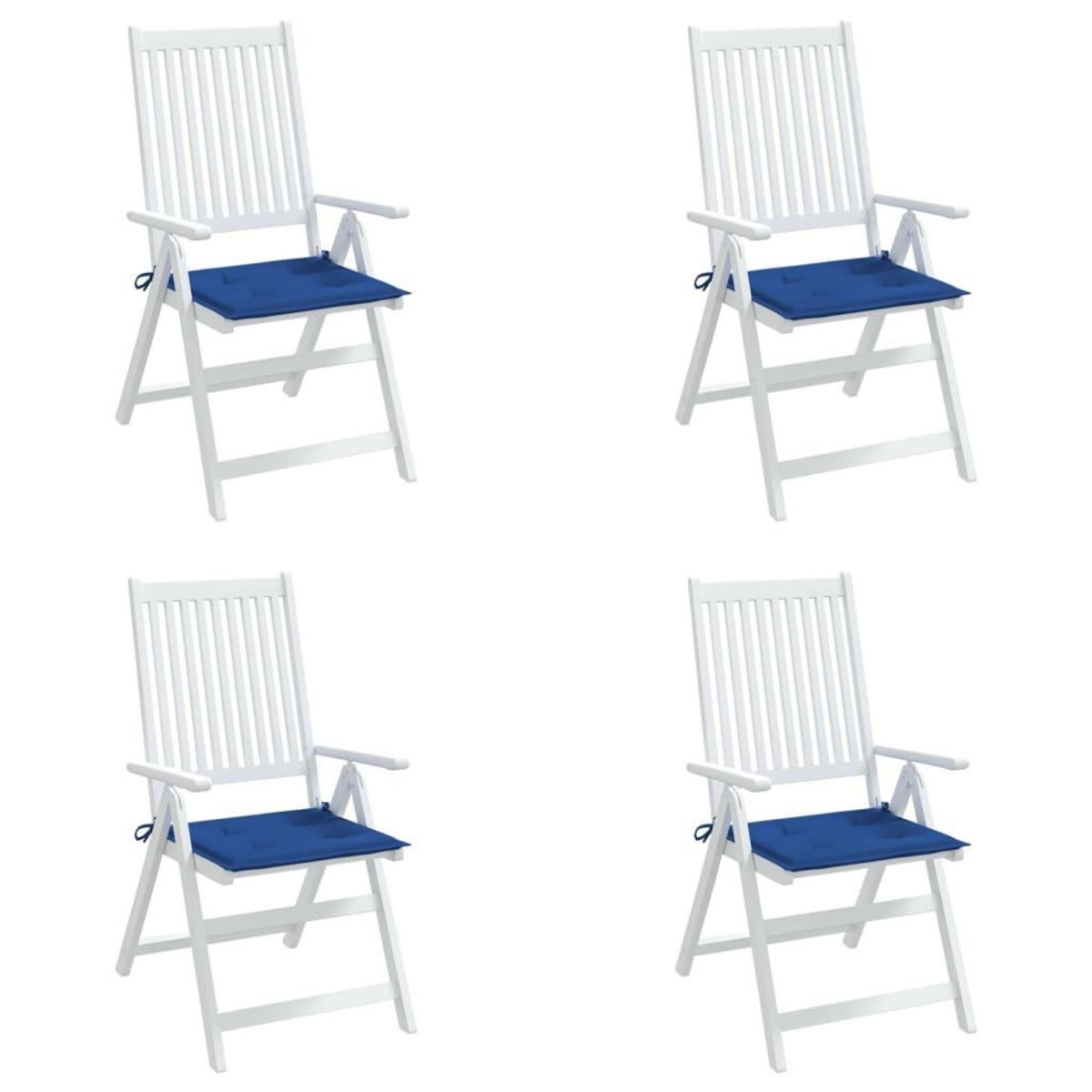 VIDAXL Coussins de chaise de jardin lot de 4 bleu royal 40x40x3 cm