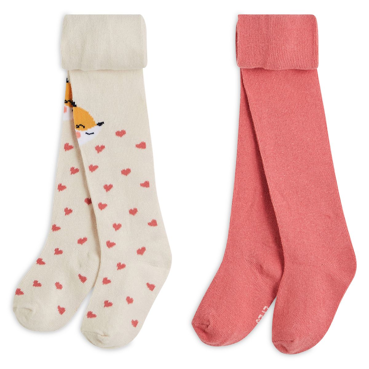 INEXTENSO Lot de 2 paires de collants bébé fille