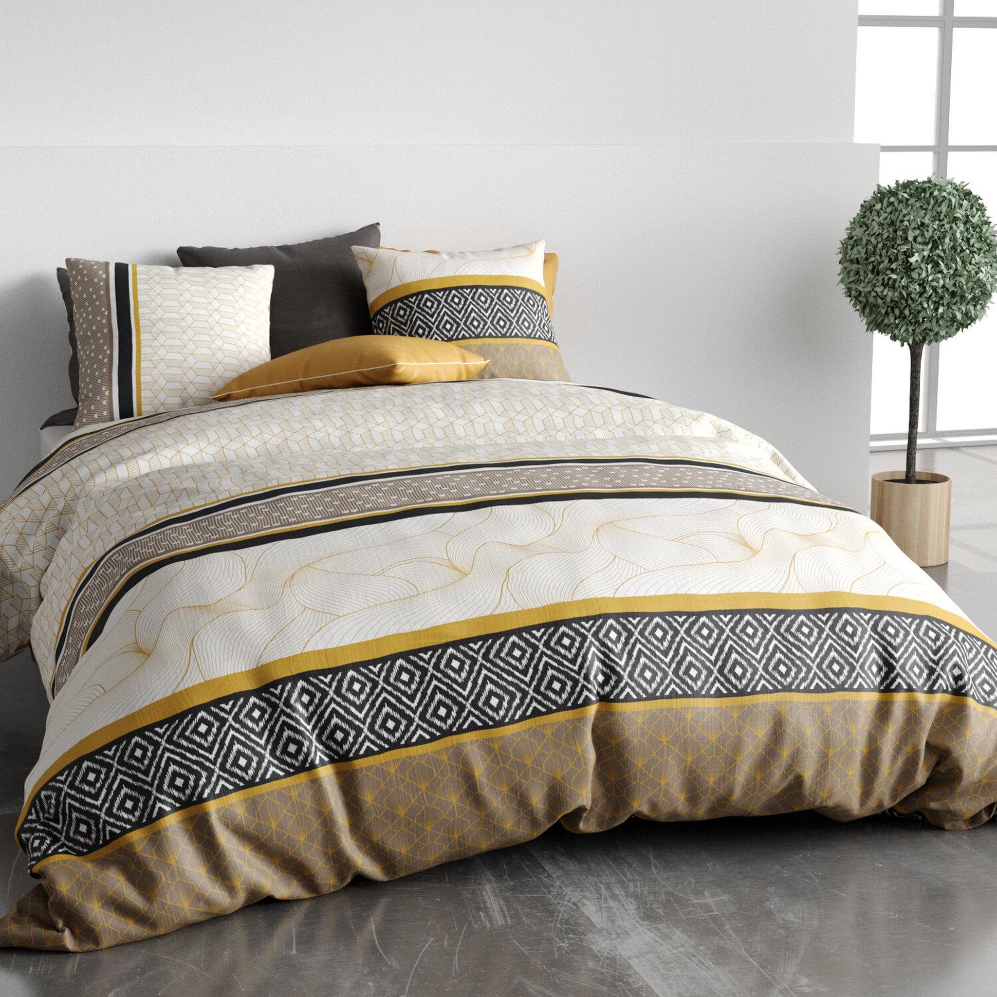 Voir la diapositive 5 : ATELIER DU COTON Parure housse de couette 100% coton 57fils carioca