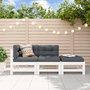 Voir la diapositive 1 : VIDAXL Salon de jardin 3 pcs avec coussins blanc bois massif