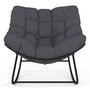 Voir la diapositive 3 : ID MARKET Fauteuil de jardin à bascule LOA effet rotin gris avec coussin gris