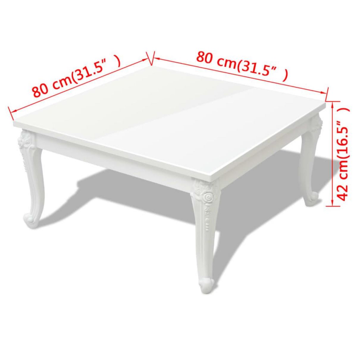 VIDAXL Table basse 80x80x42 cm Blanc brillant