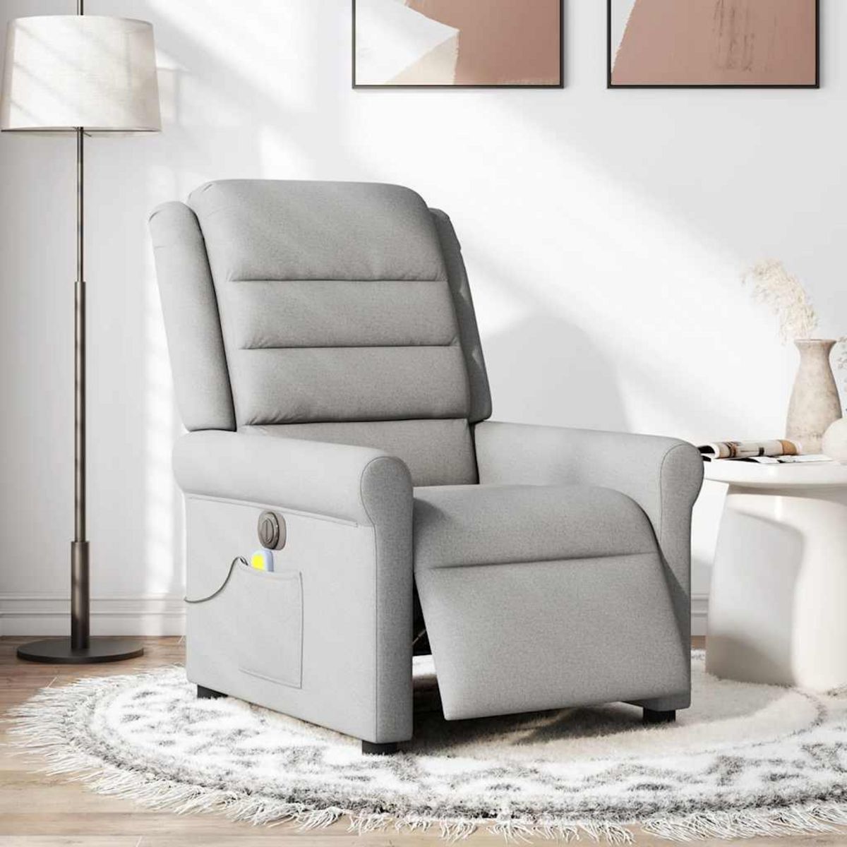 VIDAXL Fauteuil de massage inclinable electrique gris nuage tissu