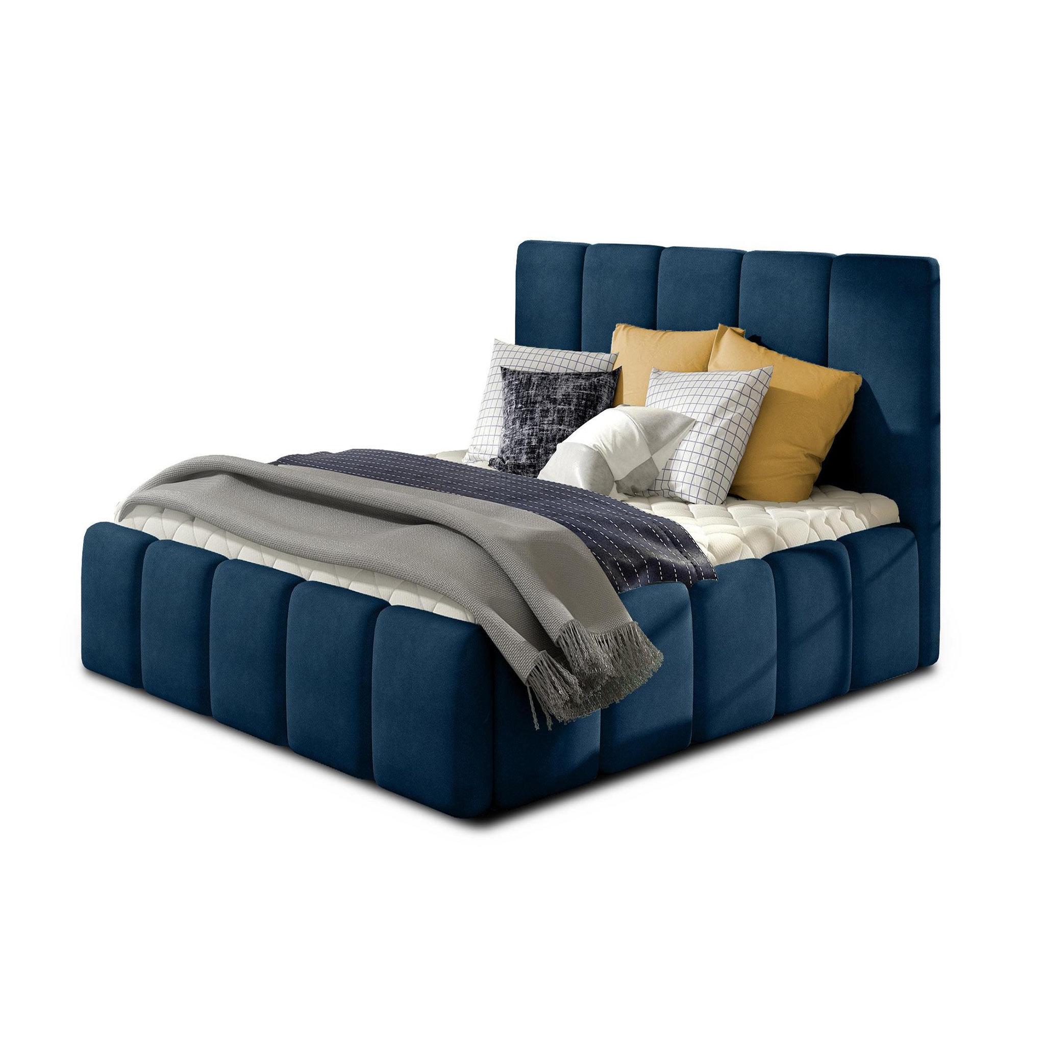 Voir la diapositive 1 : BEST MOBILIER Lucea - lit coffre - 140x200 - sommier inclus - en velours