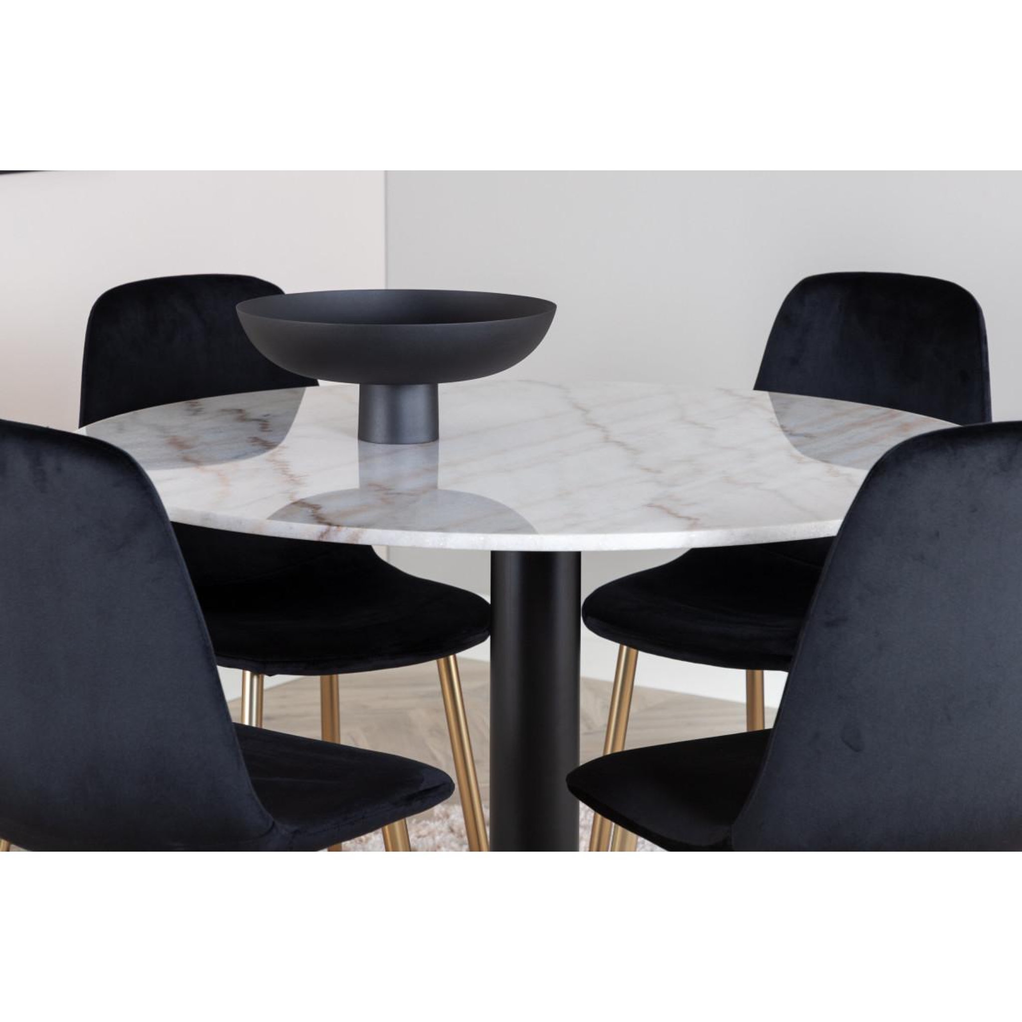 Voir la diapositive 6 : Paris Prix Ensemble table à manger & 4 chaises  estelle i & polar ii  106cm blanc & noir
