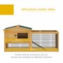 PAWHUT Clapier cage à lapins cottage - niche haute, rampe, enclos extérieur - plateau excrément, toit ouvrant, 2 portes verrouillables - bois jaune