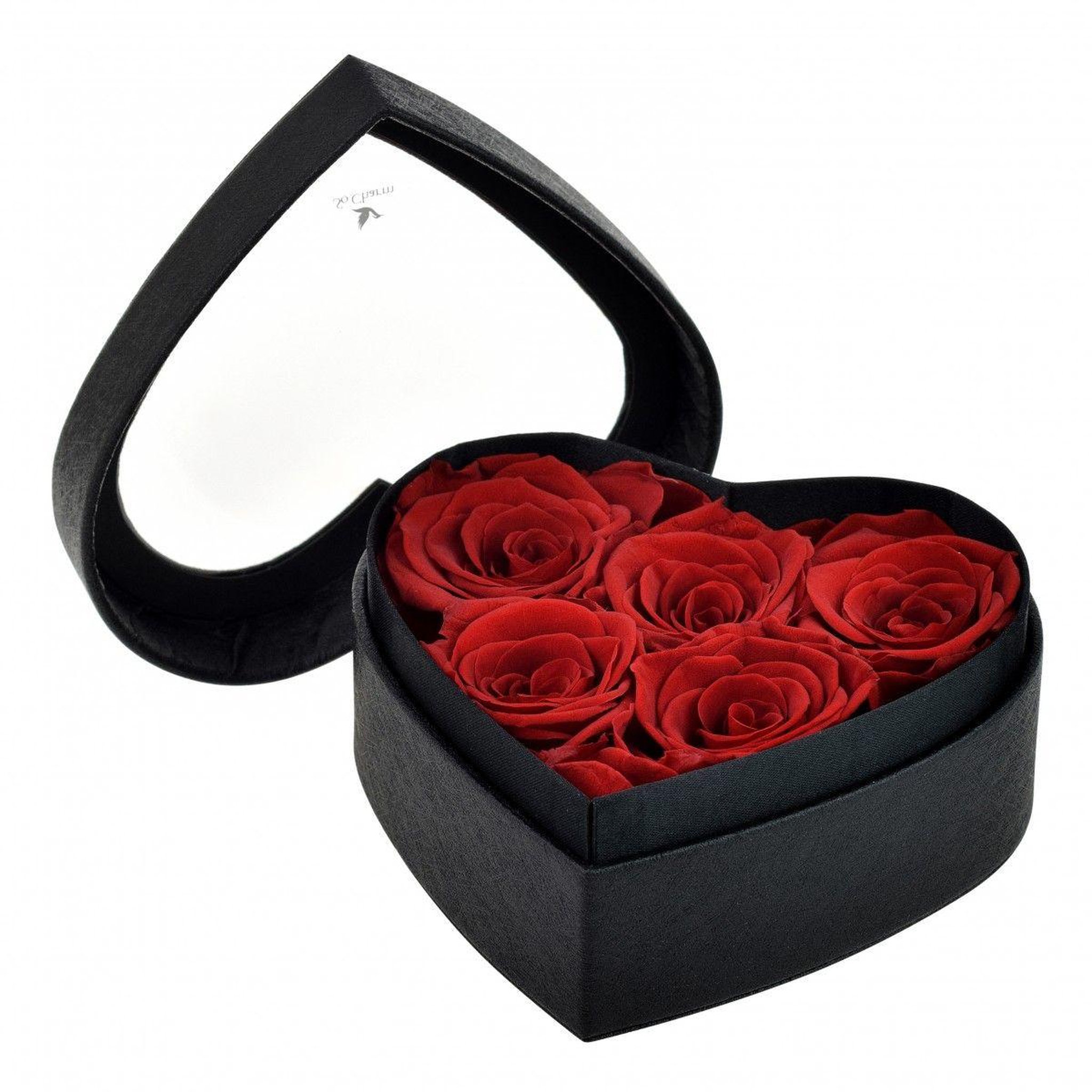SC CRYSTAL Coffret cœur décoré de roses éternelles rouges