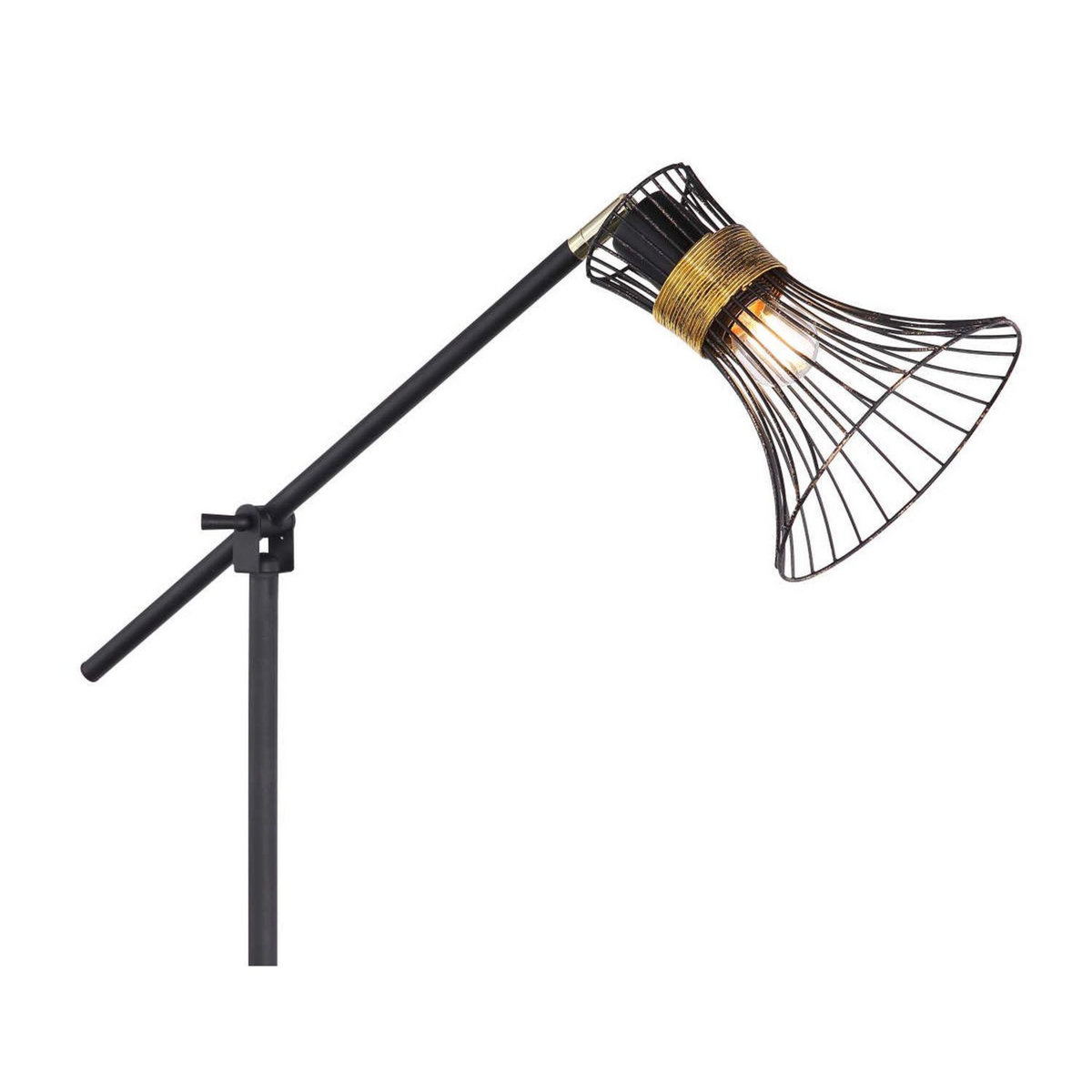 GLOBO Lampadaire design Purra - H. 149 cm - Noir et doré