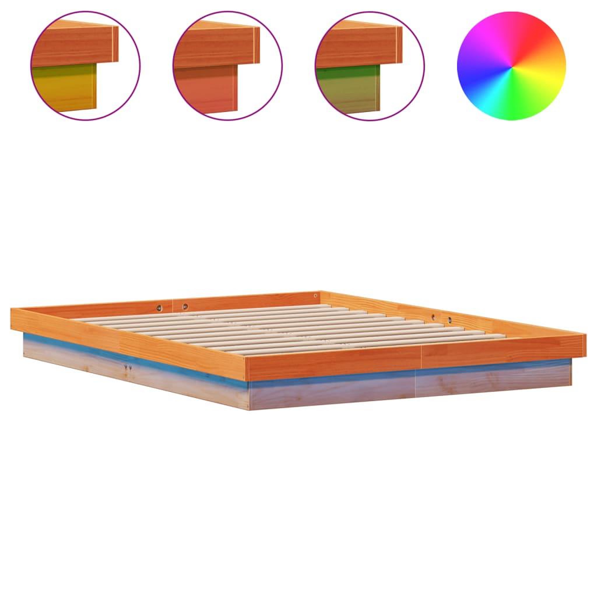 Voir la diapositive 2 : VIDAXL Cadre de lit a LED sans matelas 150x200 cm bois massif