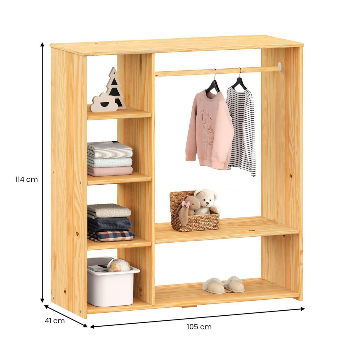 IDIMEX Penderie enfant RAFAEL avec étagères en pin massif