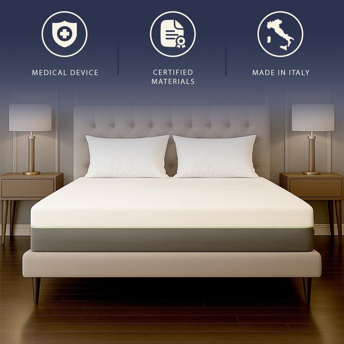 THE WHITE STONE Matelas 80x190 en Mémoire de Forme Breeze & Ressorts Ensachés | Hauteur 25 cm | Respirant, Anallergique & Antibactérien | Housse Déhoussable