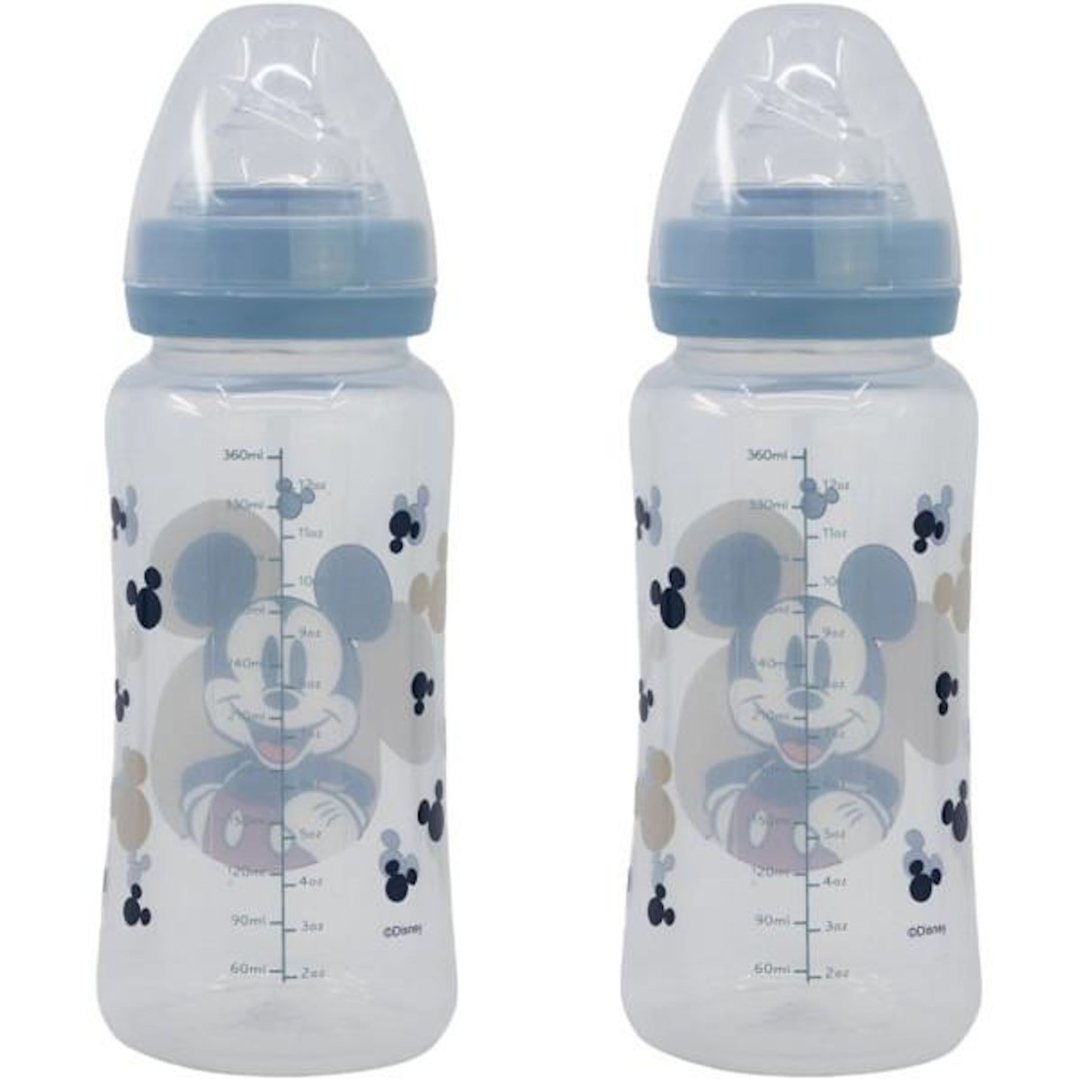 DISNEY BABY Lot de 2 biberons - DISNEY BABY - MICKEY COLLECTOR - 360 ml - Tétine silicone - Débit 3 positions