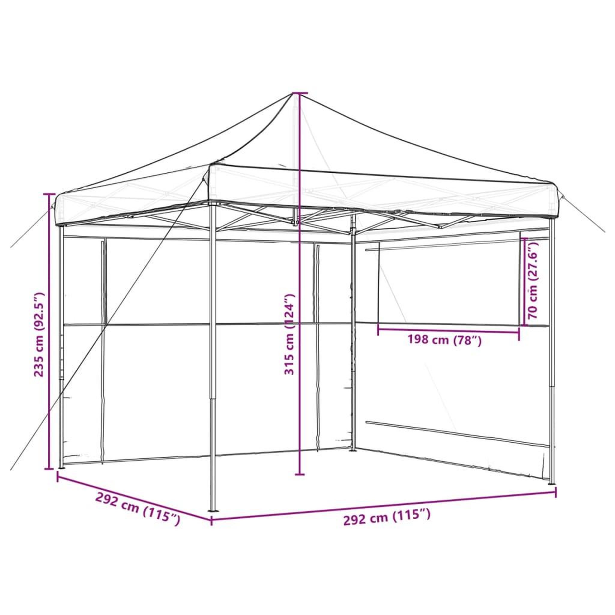 Voir la diapositive 6 : VIDAXL Tente de reception pliable escamotable avec 2 parois laterales