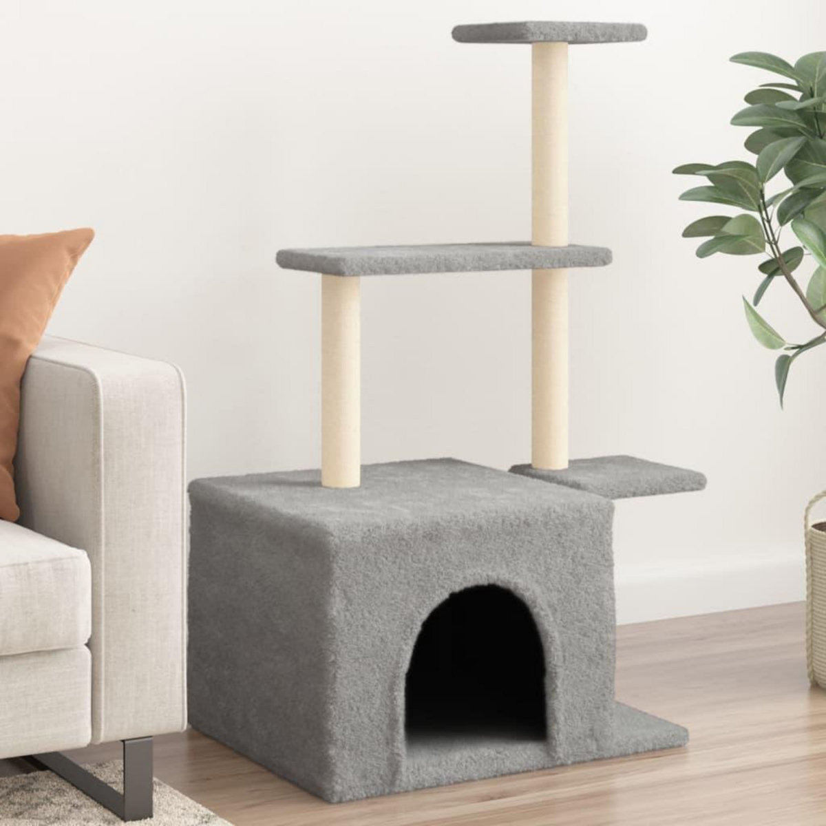 VIDAXL Arbre a chat avec griffoirs en sisal gris clair 110 cm