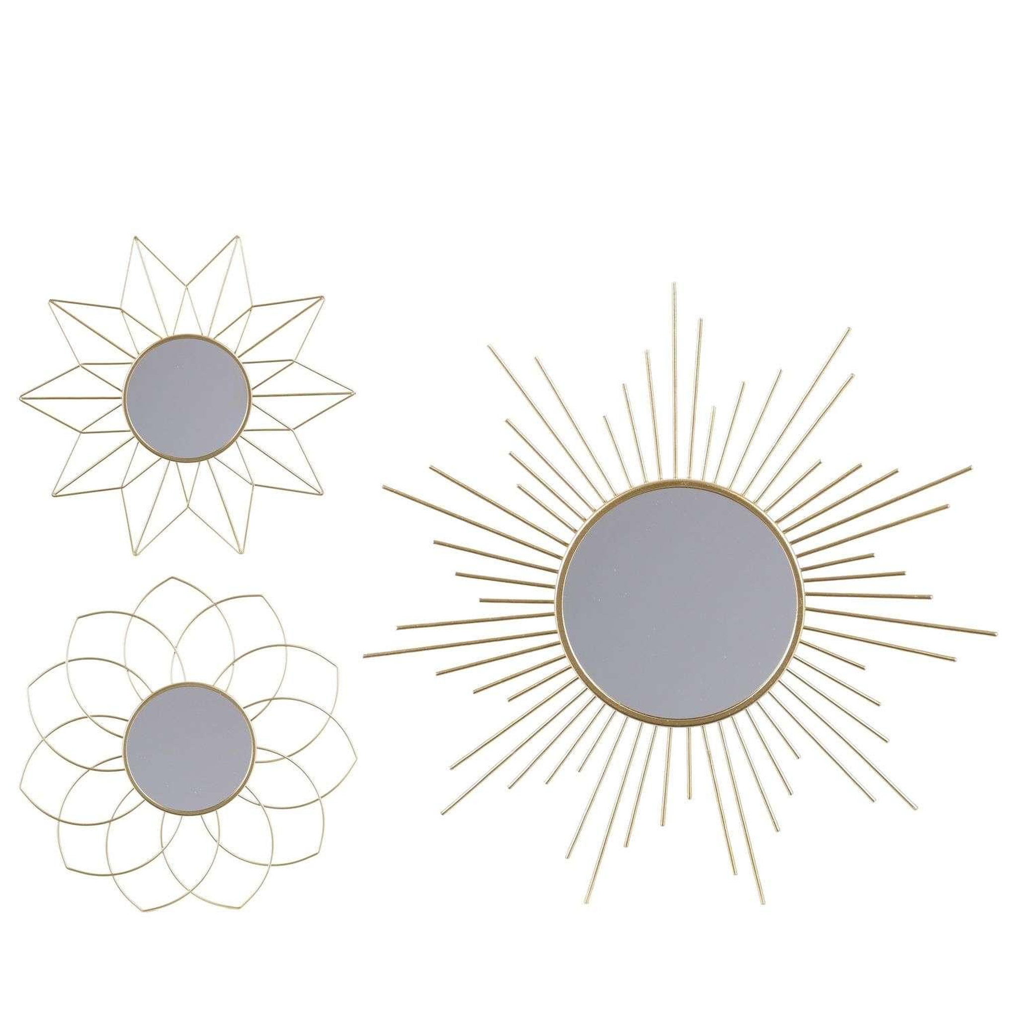 DIVERS Set de 3 miroirs Gold Home - Doré