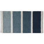 GUY LEVASSEUR Tapis de bain déco à rayures en polycoton. Coloris disponibles : Bleu