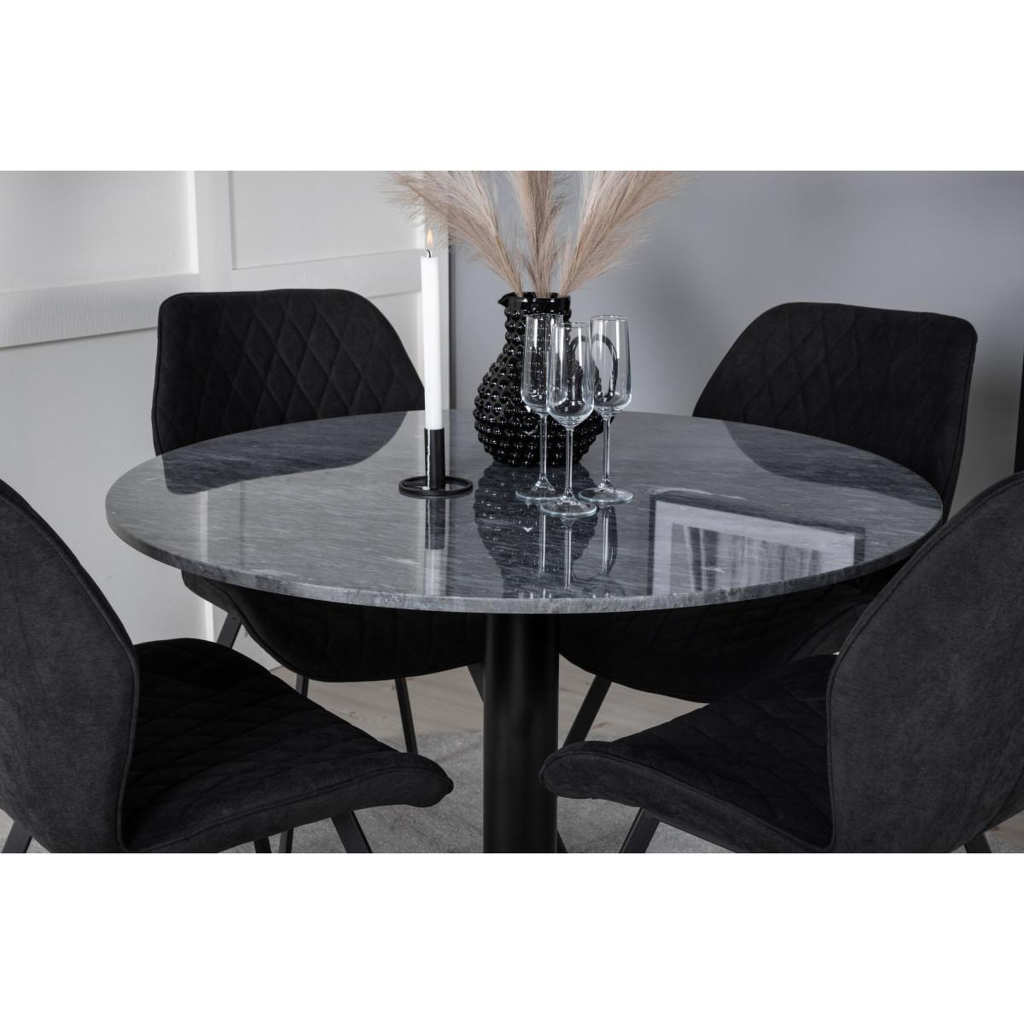 Voir la diapositive 6 : Paris Prix Ensemble Table à Manger & 4 Chaises  Estelle & Gemma  106cm Gris Foncé & Noir